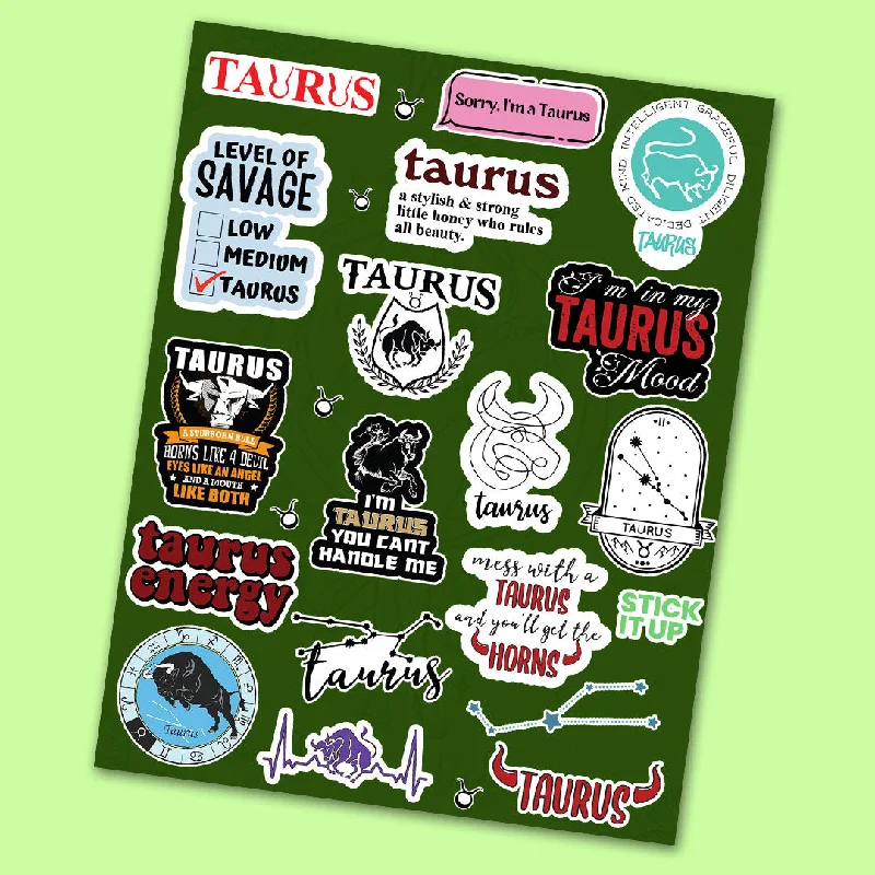 Jersey - Knit Sheets for a Comfortable and Casual BedTaurus Mini Sticker Sheet