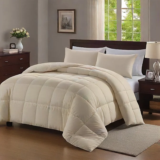 Silk - filled comforters for a luxurious and smooth touchQueen Comforter 200 GSM Ivory - Soft, Cozy, All-Season Bedding, Hypoallergenic