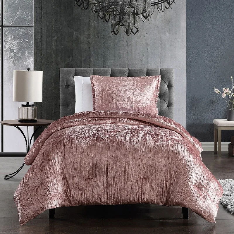 Latex - filled comforters with a bouncy texture and good supportRiverbrook Home Turin 2 Pc Twin Blush Microfiber Comforter Set