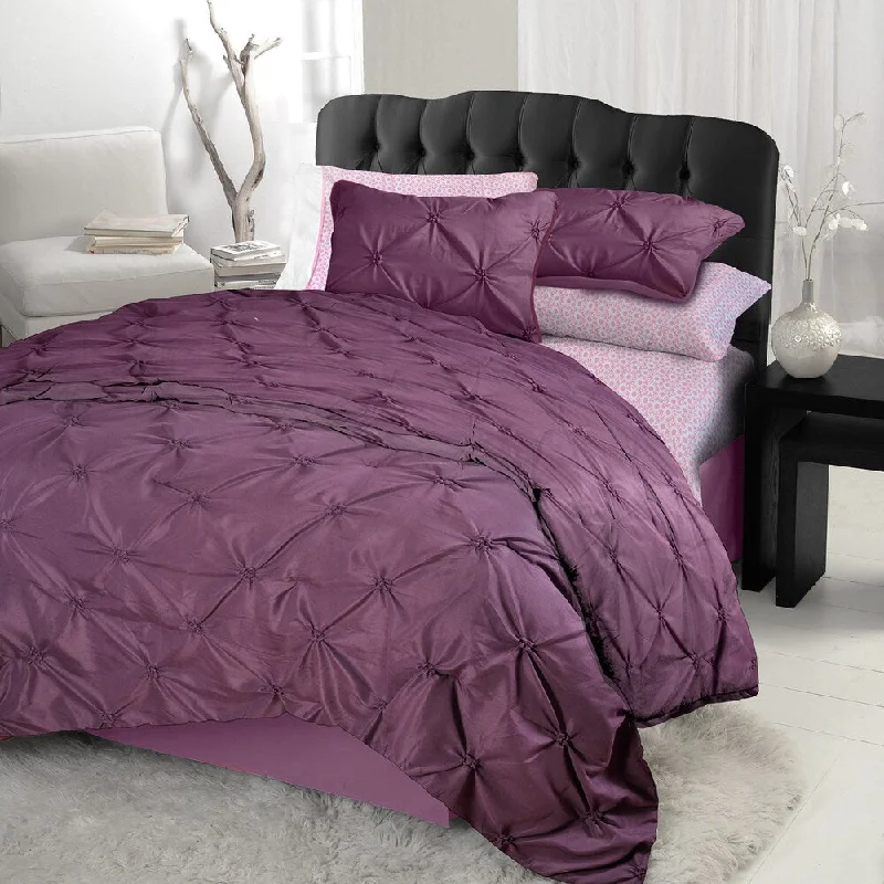 Synthetic - filled comforters like polyester for affordability and hypoallergenic propertiesDiamond Pintuck Twin-size 3-piece Comforter Set