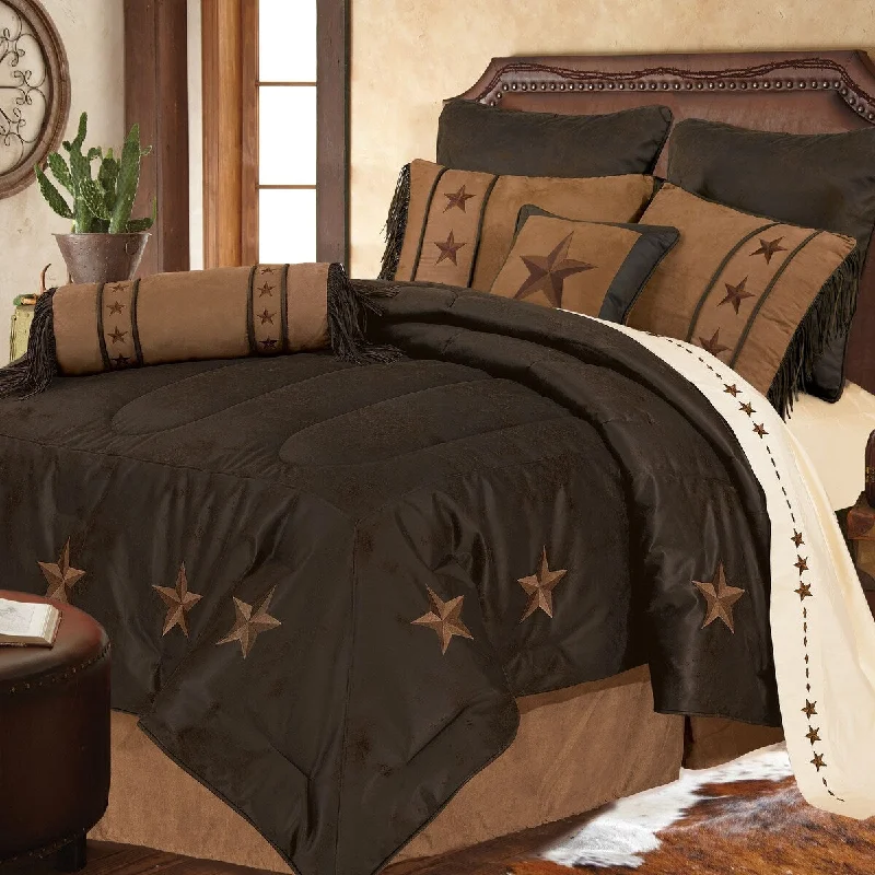 Cotton - filled comforters for a breathable and natural sleep experienceLaredo Comforter Set, Full Chocolate