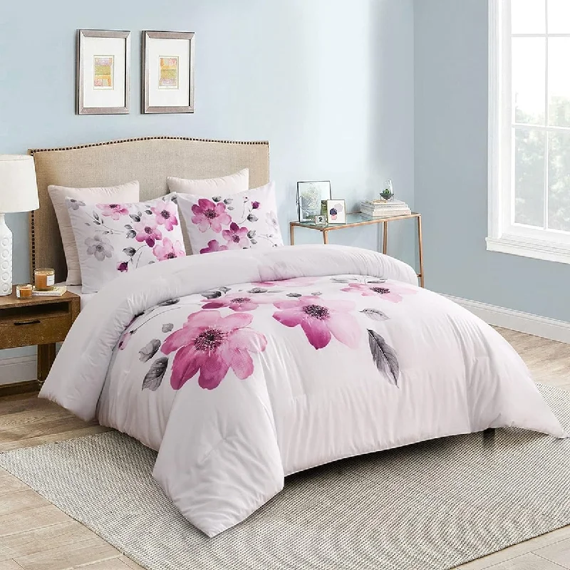 King - size comforters to fit large king - sized beds perfectlyWellco Twin Comforter Set - 2 Pieces All Season Bed Set Botanical Soft Polyester Bedding Sets with Purple Flower