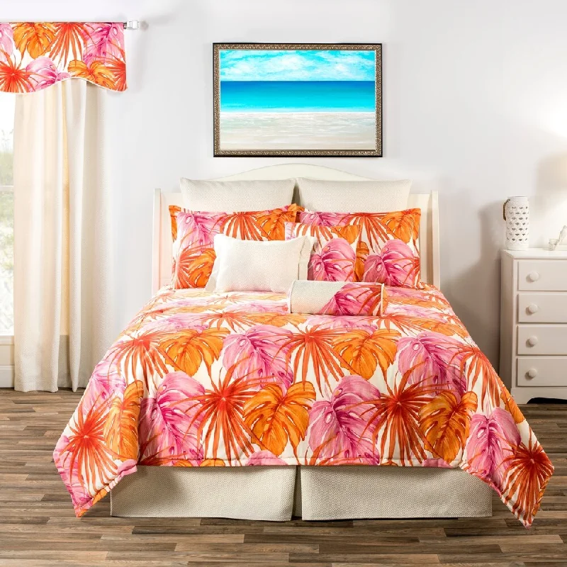 Latex - filled comforters with a bouncy texture and good supportSouth Beach Tropical leaves comforter set