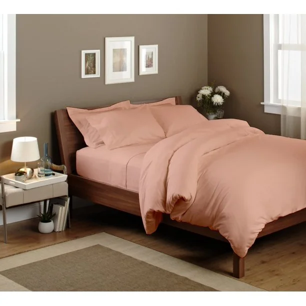 King - Size Sheet Sets with a Decorative Pillow Set6 Inch Pocket Peach Fitted Sheet Egyptian Cotton 1000TC