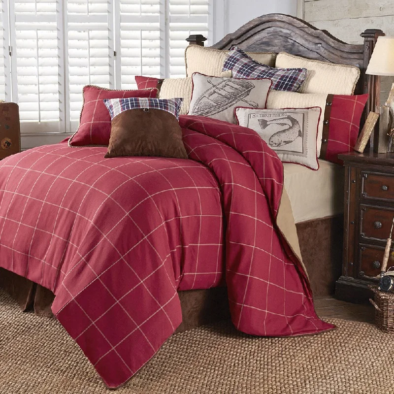 Queen - size comforters for standard queen - sized mattressesHiEnd Accents South Haven Red Cotton 4-piece Bedding Set