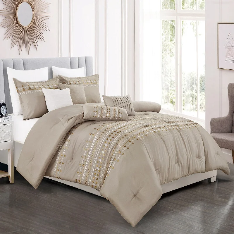 Queen - size comforters for standard queen - sized mattressesPISCES Luxury 7 Piece Comforter