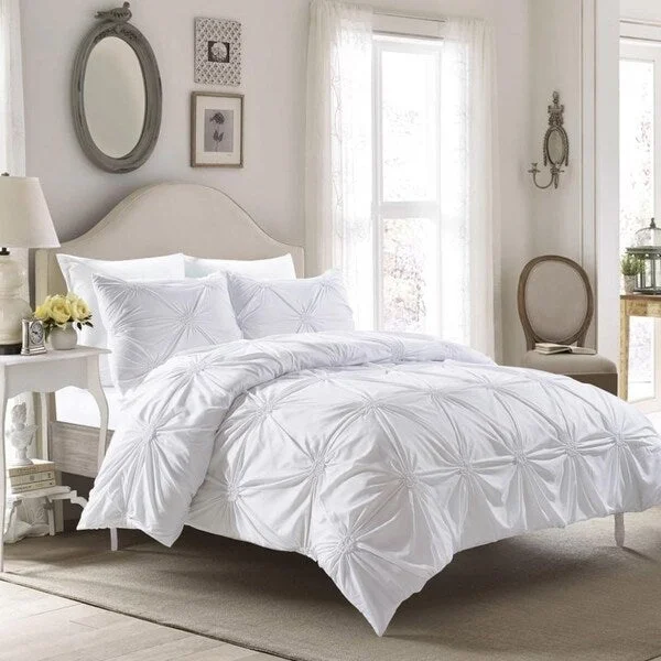 Microfiber - filled comforters that are lightweight and easy to care forElise Comforter Set White-Machine Washable - Includes 1 Comforter + 2 Shams - King