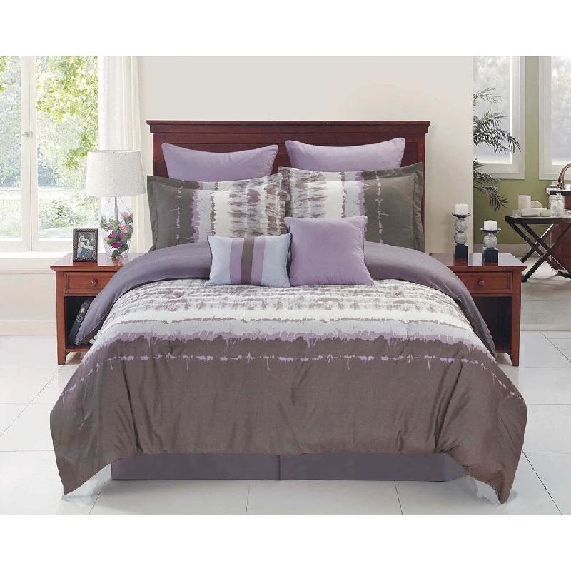 Full - size comforters suitable for full - sized beds in guest rooms or small bedroomsHudson Grey/ Purple Reversible Comforter Set