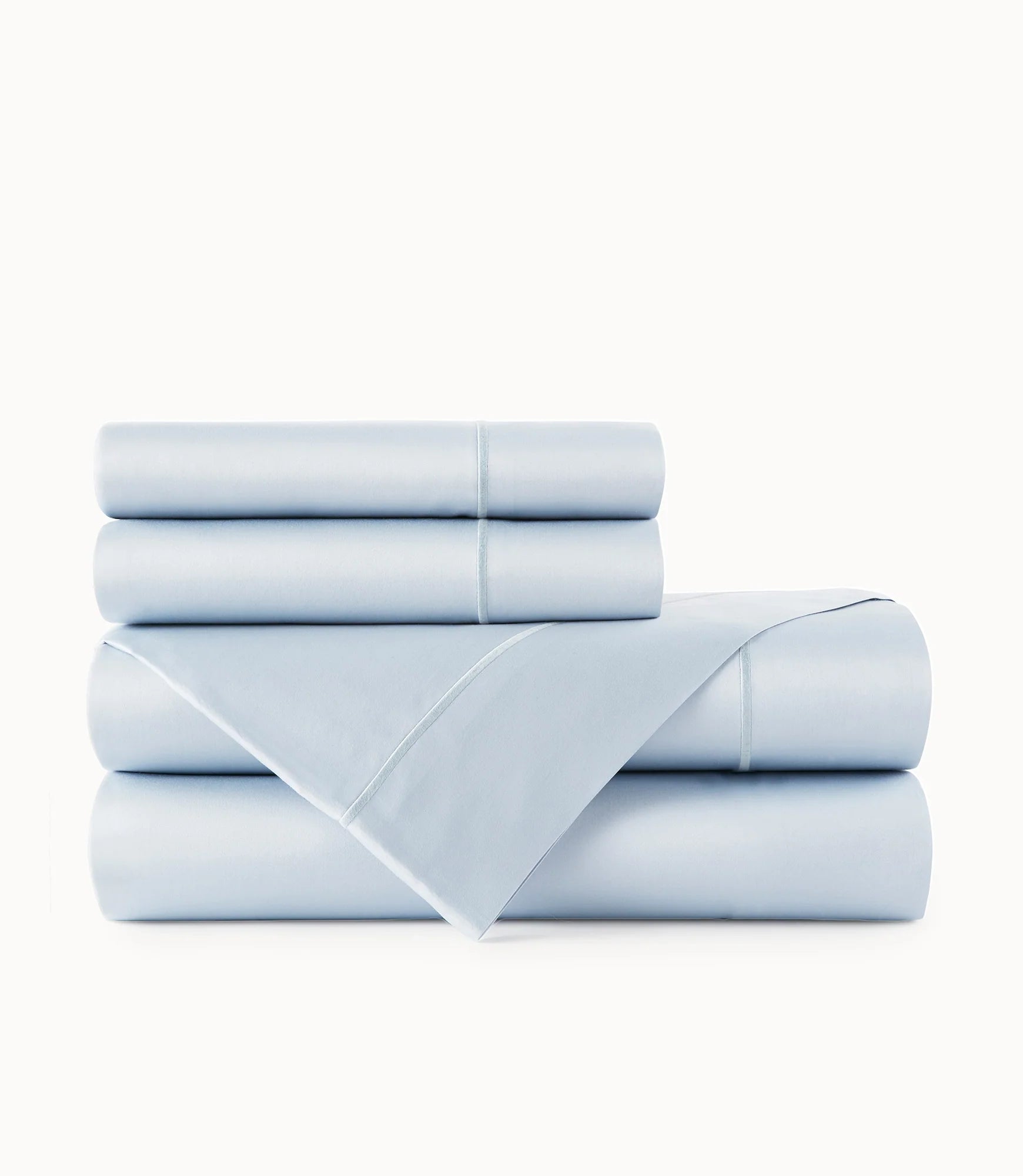 Jersey - Knit Sheets for a Comfortable and Casual BedPeacock Alley Soprano Sateen Sheet Set in Barely Blue