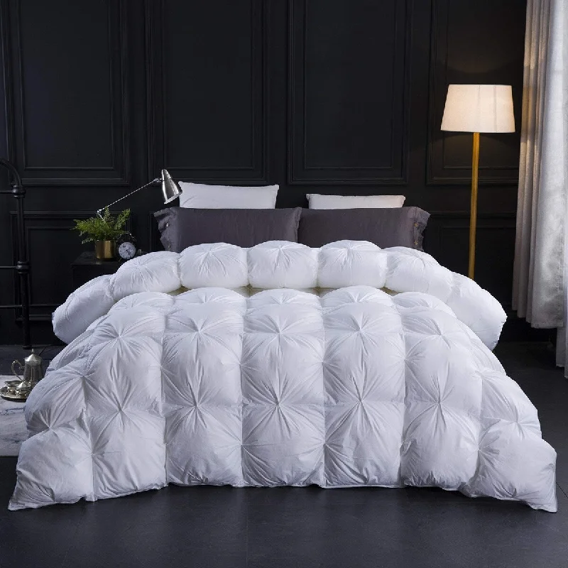 Silk - filled comforters for a luxurious and smooth touchThree Geese Pinch Pleat Goose Down Fiber Comforter King Size Duvet