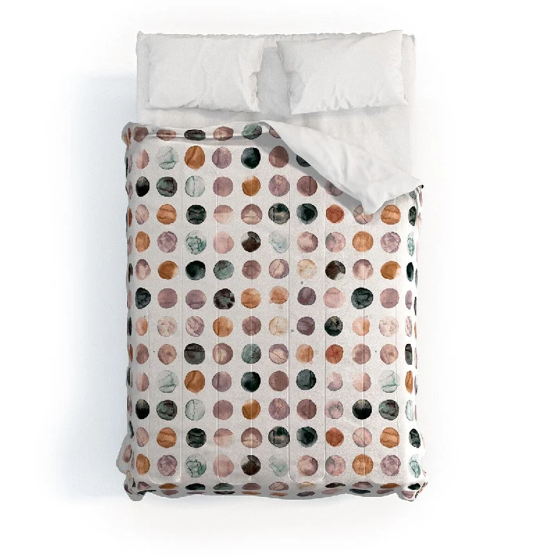 Microfiber - filled comforters that are lightweight and easy to care forNinola Design Watercolor Dots Snow Fallen Made To Order Full Comforter Set