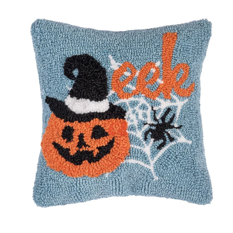 Cotton Pillows for Natural ComfortWitch Pumpkin Hooked Mini Pillow