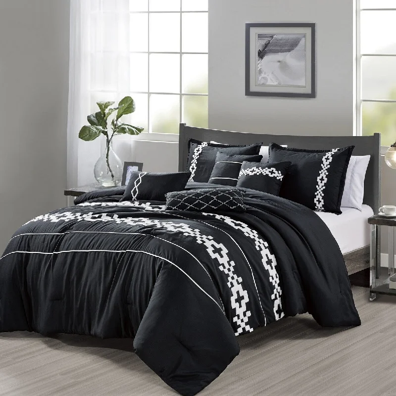 Duck down comforters with a softer feel and good warmth retentionMarCielo 7 PCS Bedding Comforter Set Myisha