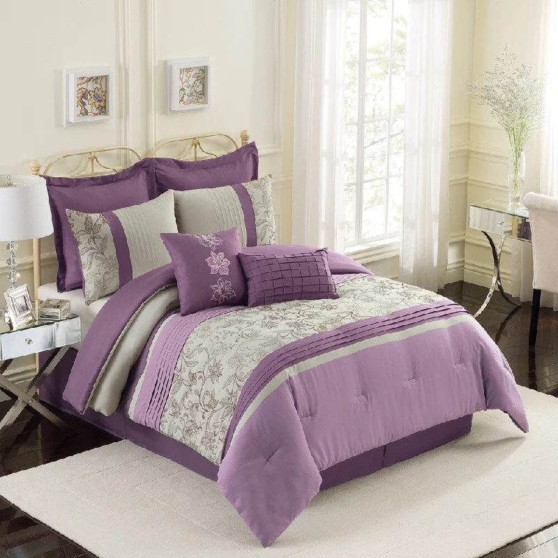 King - size comforters to fit large king - sized beds perfectlyFleurette 8-piece Fashion Bedding Set