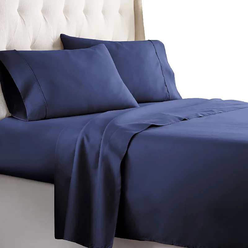 Quilted Cotton Sheets for a Warm and Inviting Bed8 Inch Pocket Fitted Sheet Navy Blue 1000TC Egyptian Cotton