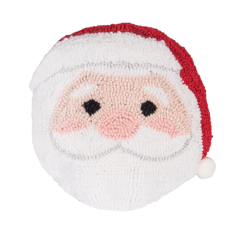 Down Alternative Pillows for Ethical ChoicesRound Santa Hooked Mini Pillow