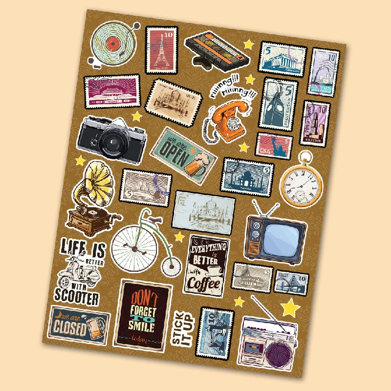 Wrinkle - Free Polyester Sheets for a Low - Maintenance BedVintage Mini Sticker Sheet