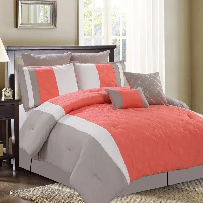 Wool - filled comforters with natural moisture - wicking and temperature - regulating featuresNew Hope 8-Piece Queen-size Coral Comforter Set