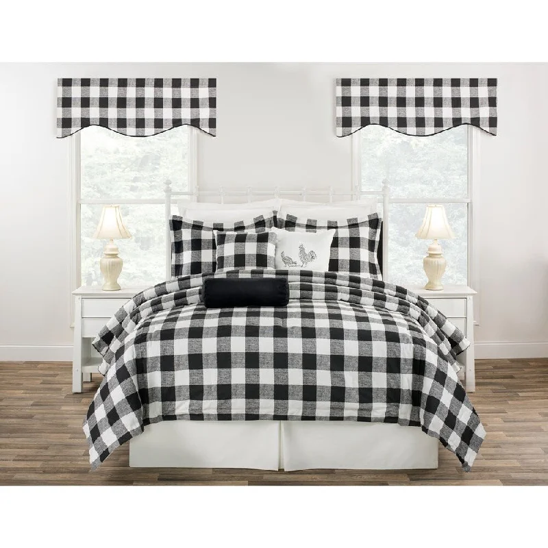 Microfiber - filled comforters that are lightweight and easy to care forCottage Classic Plaid mini comforter set Black, Blue or Yellow