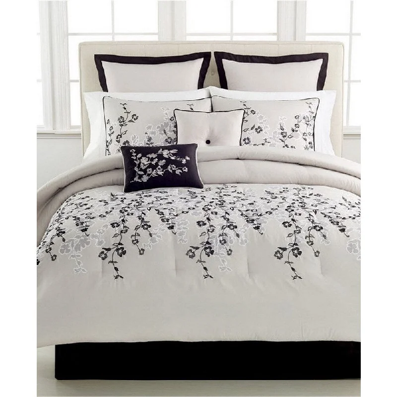 Down - filled comforters for supreme warmth and lightnessWhisper Embroidered Floral 8-piece Comforter Set