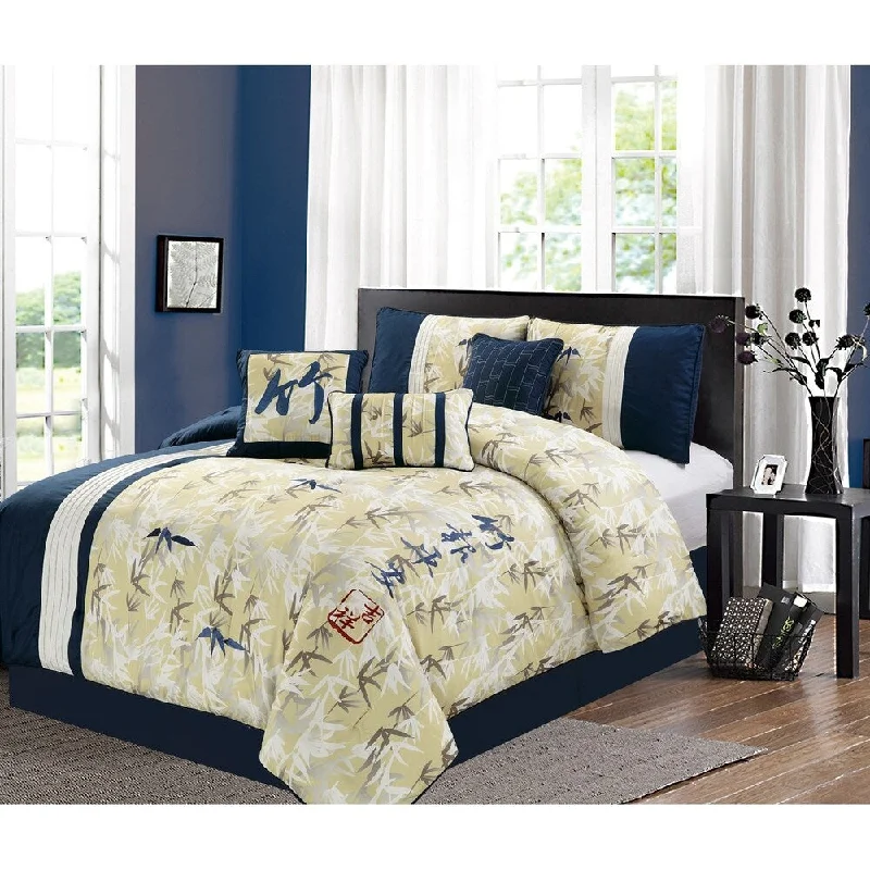 Queen - size comforters for standard queen - sized mattressesFeng-shui embroidery 7 piece comforter set