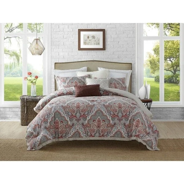 Queen - size comforters for standard queen - sized mattressesEllen Tracy 5Piece Upton Park Cotton Reversible Comforter Set