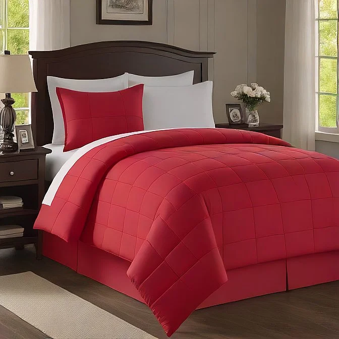 Down - filled comforters for supreme warmth and lightnessQueen Comforter 200 GSM Red - Soft, Cozy, All-Season Bedding