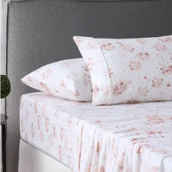 Queen - Size Sheet Sets with a European Pillowcase SetFlower Bunch Pink Cotton Flannelette Sheet Set