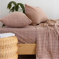 Polyester - Cotton Blend Sheets for Durability and ComfortGingham Clove Flannelette Sheet Set