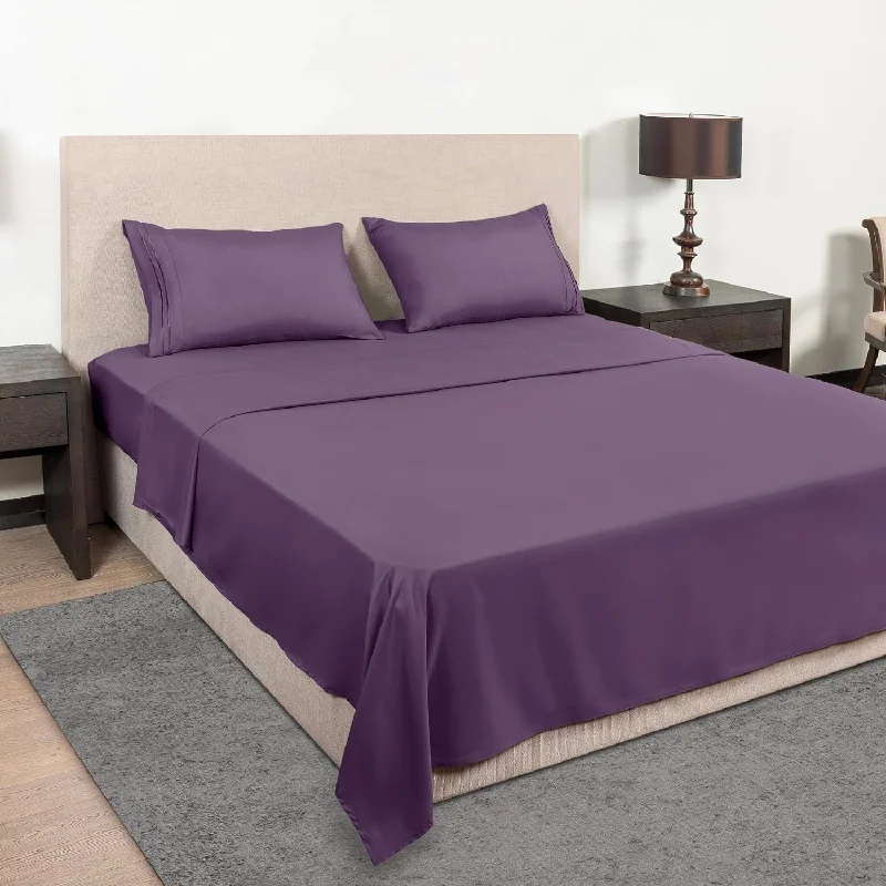 Flat Sheets with a High - Quality Finish for a Luxurious Look8 Inch Pocket Fitted Sheet – Solid Plum Egyptian Cotton 1000TC for Ultimate Comfort