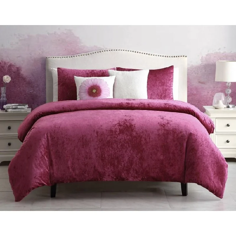 Queen - size comforters for standard queen - sized mattressesRiverbrook Home Firefly Raspberry 100 Percent Cotton Comforter Set