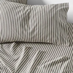 Fitted Sheets with Reinforced Corners for Long - Lasting UseClassic Stripe Charcoal Sheet Set