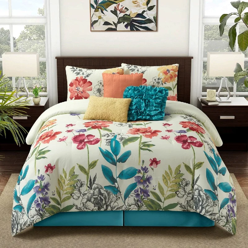 Down - filled comforters for supreme warmth and lightnessNanshing Cassia Floral Bouquet 7 Piece Comforter Set