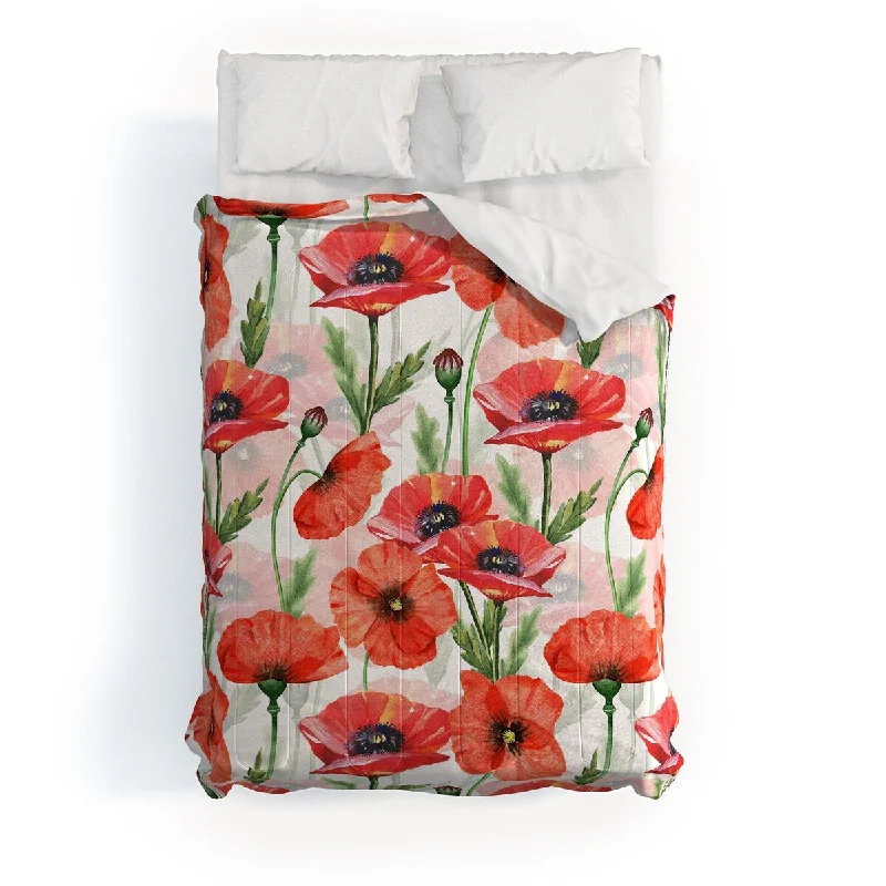 Cotton - filled comforters for a breathable and natural sleep experienceUtart Summer Botanical Poppies Field Made To Order Full Comforter Set