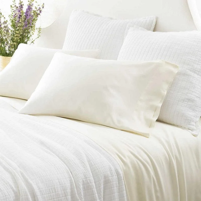 Hypoallergenic Silk Sheets for Sensitive SleepersPine Cone Hill Silken Solid Ivory Sheet Set