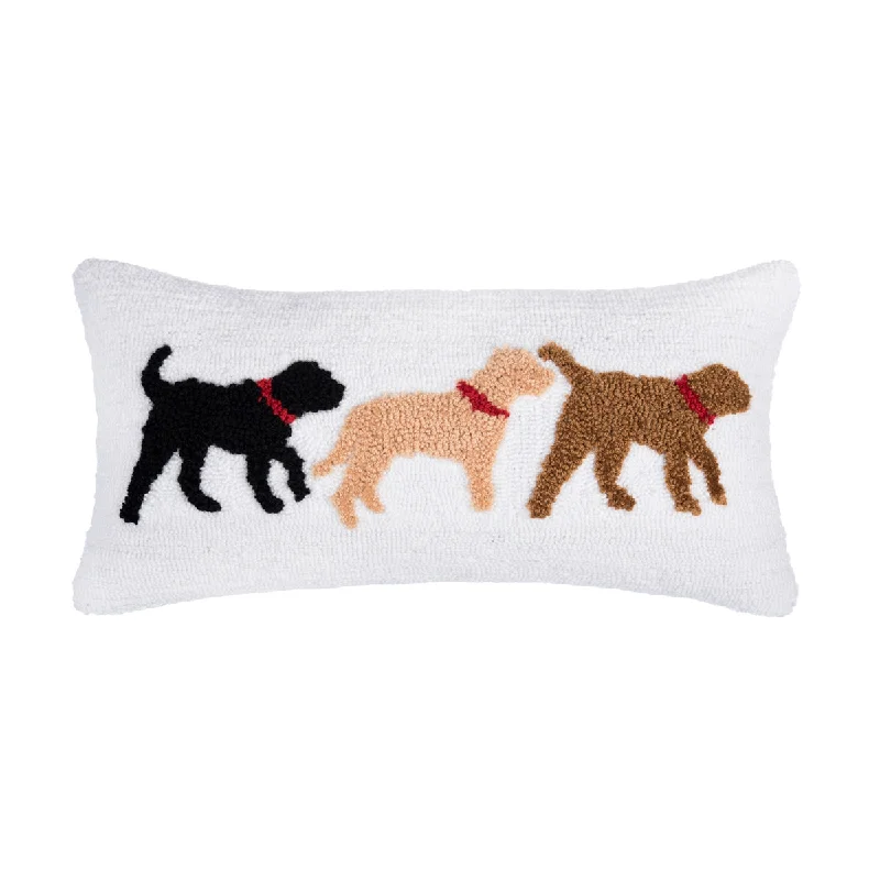 Plush Pillows for a Cozy BedDog Trio Hooked Pillow