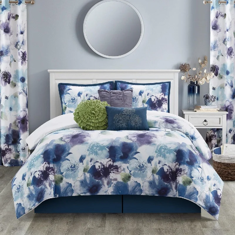 Silk - filled comforters for a luxurious and smooth touchNanshing Leela 9 Piece Floral Comforter Set