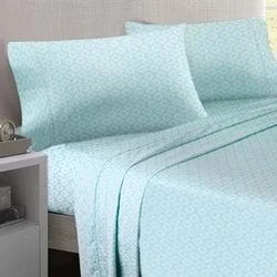 Wrinkle - Free Polyester Sheets for a Low - Maintenance BedMicro Flannel Aqua Liberty Sheet Set