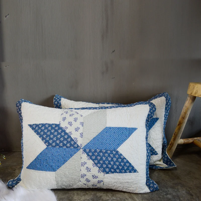 Hypoallergenic Pillows for Allergy SufferersDiamond Motif Blue/Ivory Boho Quilt Pillow Sham