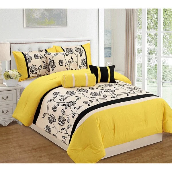 Wool - filled comforters with natural moisture - wicking and temperature - regulating featuresLacina Yellow Seven-piece Comforter Set