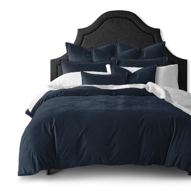 Synthetic - filled comforters like polyester for affordability and hypoallergenic properties6ix Tailors Cascade Velvet True Navy Comforter 8 Piece Designer Set