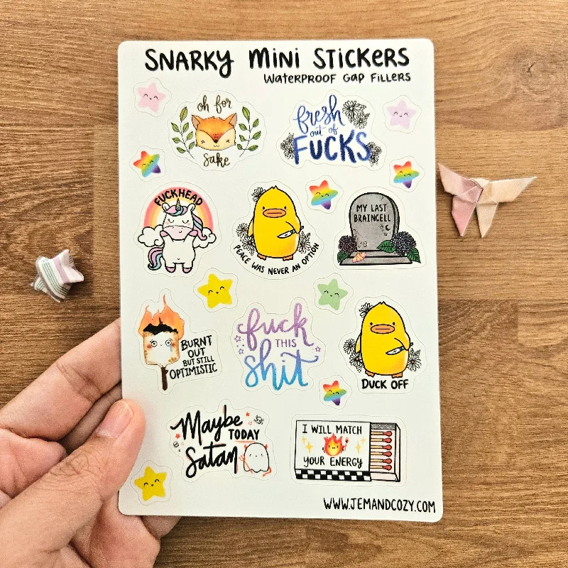 Linen - Cotton Blend Sheets for a Natural and Versatile OptionSnarky Mini Stickers Vinyl Sticker Sheet (4x6")