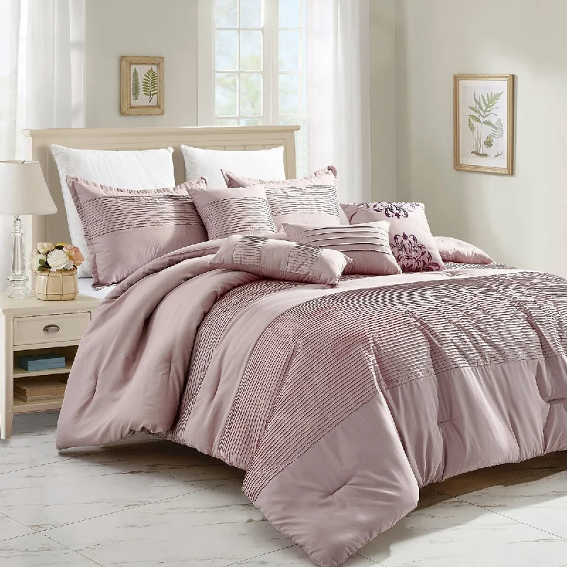 Microfiber - filled comforters that are lightweight and easy to care forJuniper Luxury 7 Piece Comforter set