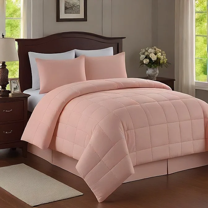 Silk - filled comforters for a luxurious and smooth touchKing Comforter 200 GSM Peach - Soft, Lightweight All-Season Bedding, Hypoallergenic