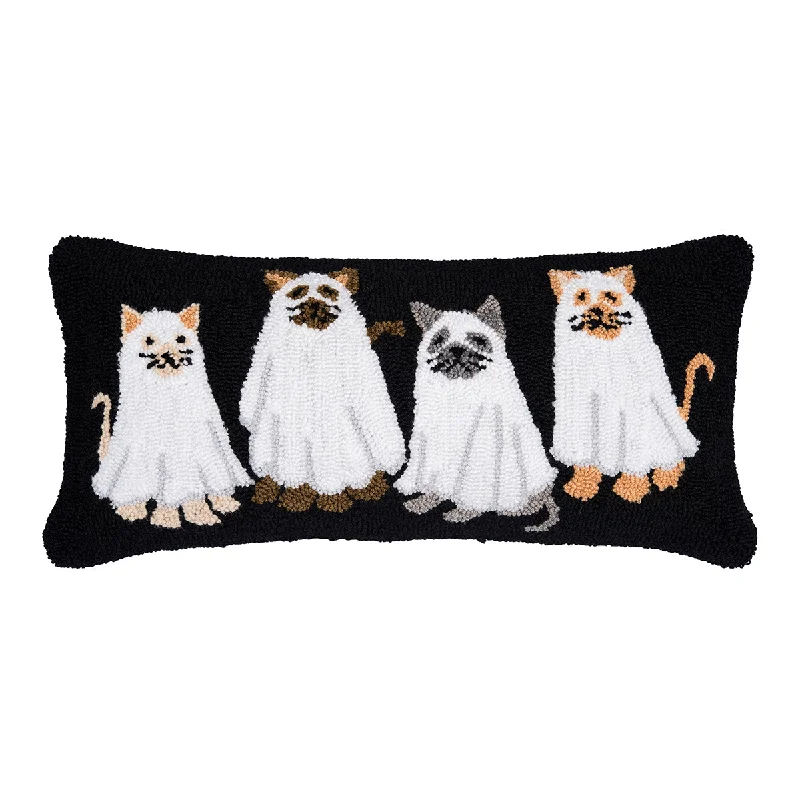 Plush Pillows for a Cozy BedGhost Cats Hooked Pillow