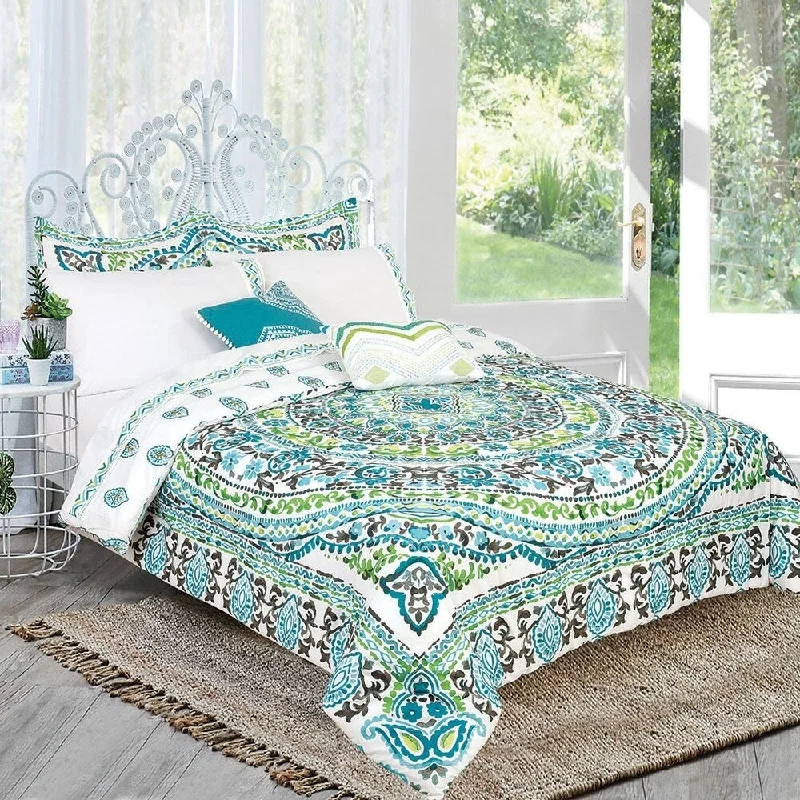 Goose down comforters known for their superior quality and insulationValencia Green Medallion Complete Bedding Set