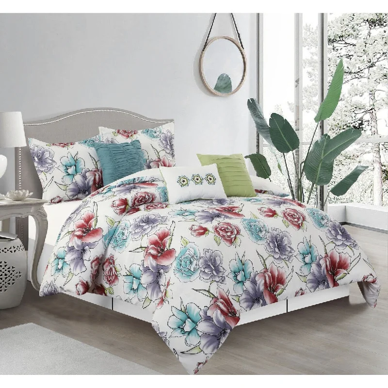 Bamboo - fiber - filled comforters with antibacterial and breathable qualitiesNanshing Florence 7-Piece Floral Comforter Set