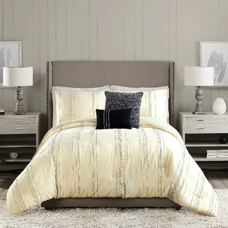 Duck down comforters with a softer feel and good warmth retentionAyesha Curry Diamond Heights 5 Pieces Comforter Set