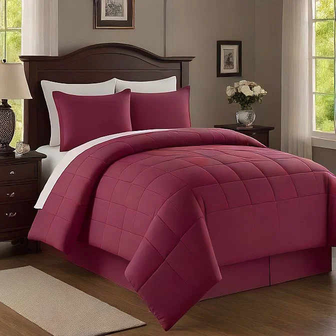 Microfiber - filled comforters that are lightweight and easy to care forQueen Burgundy Comforter - Soft, Cozy, All-Season Bedding, Hypoallergenic