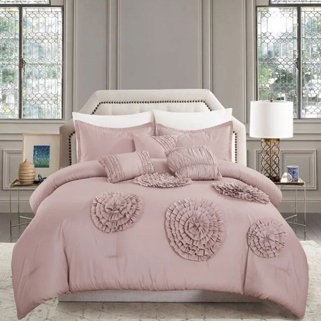 Queen - size comforters for standard queen - sized mattressesWellco 6 Piece Bedding Luxury Comforter Set - Queen Size - Pink